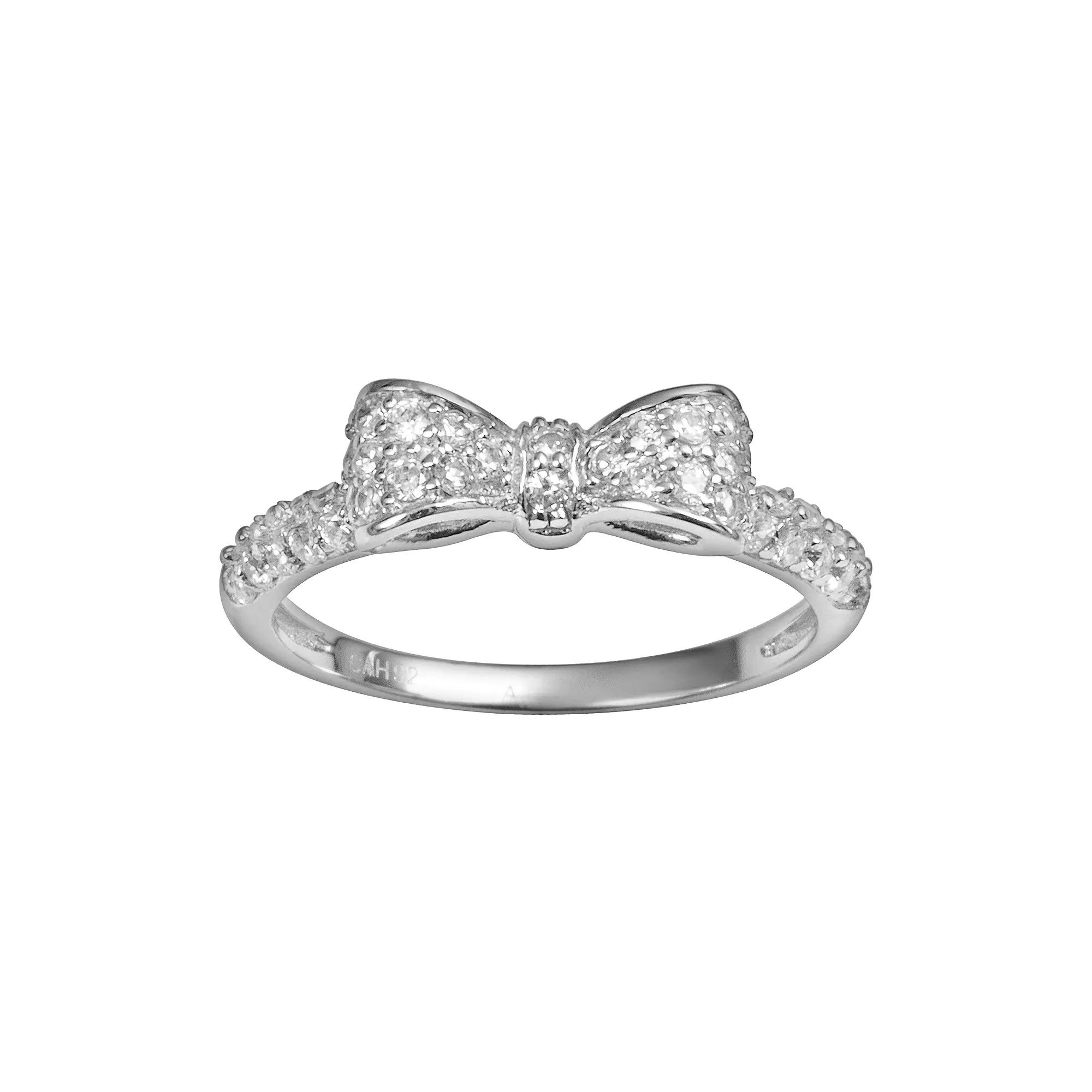 Sophie Miller Sterling Silver Cubic Zirconia Bow Ring, Women's, Size: 7, White Product Image