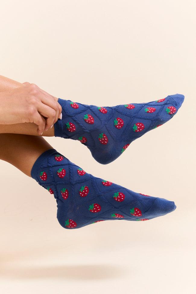 Navy Strawberry Socks FINAL SALE Product Image