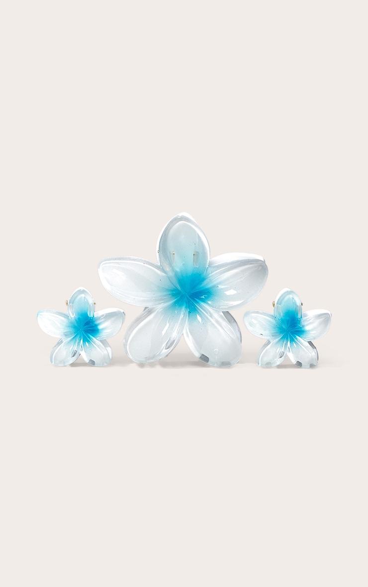Aqua Gradient Lily Flower Hair Clip Set Product Image