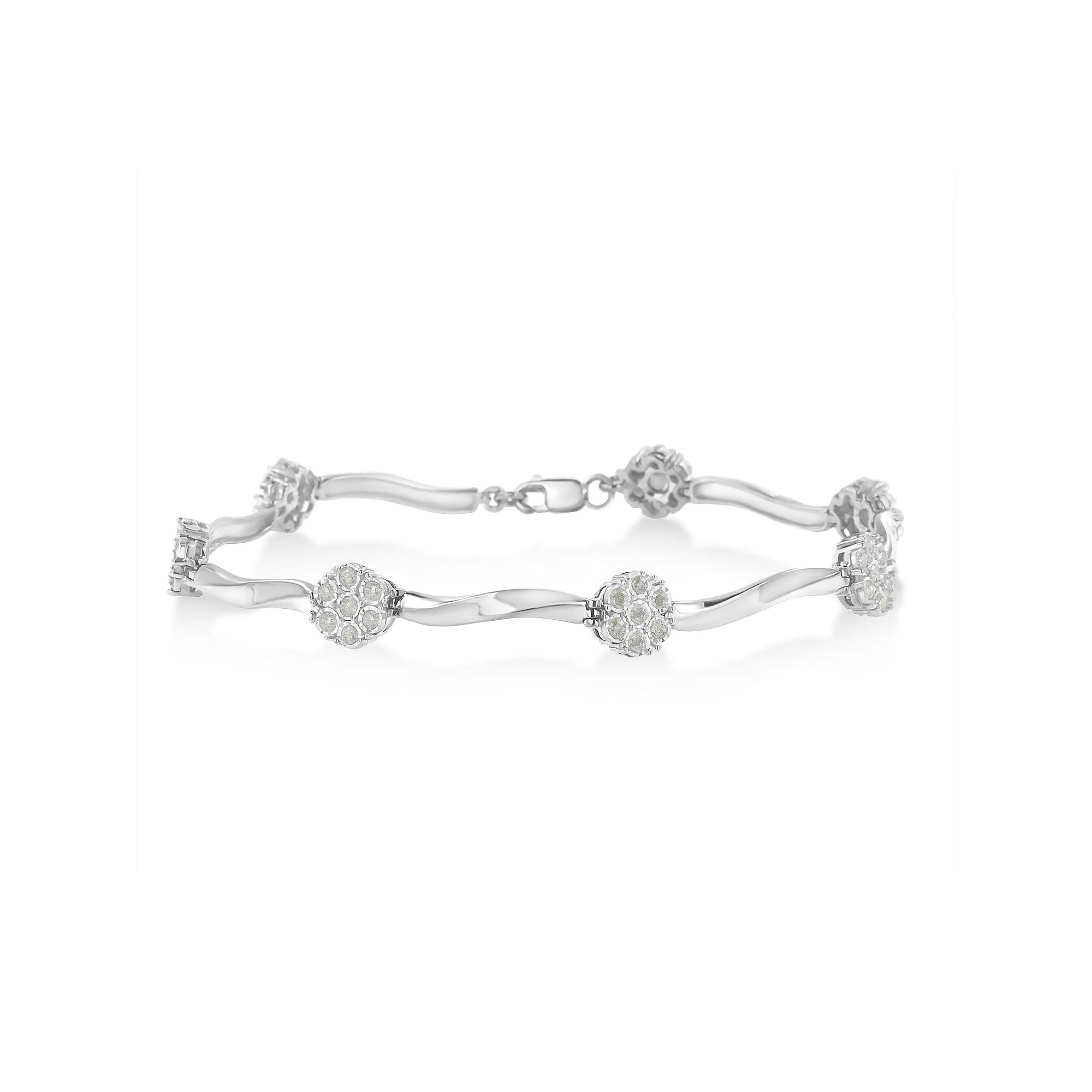 Haus of Brilliance Sterling Silver 1/4 Carat T.W. Diamond Twisted Bar Tennis Bracelet, Women's, Size: 7" Product Image