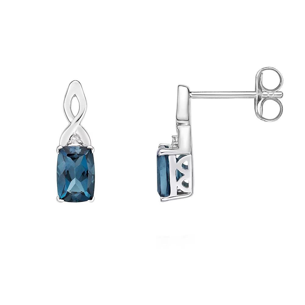 Gemminded 10k White Gold London Blue Topaz & Diamond Accent Drop Earrings, Women's, 10k Whgold Product Image