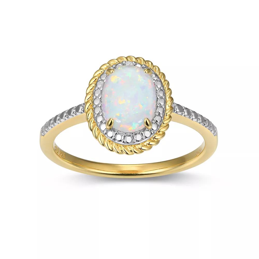 18k Gold Over Silver Gemstone & Diamond Accent Halo Ring, Womens October Created White Product Image