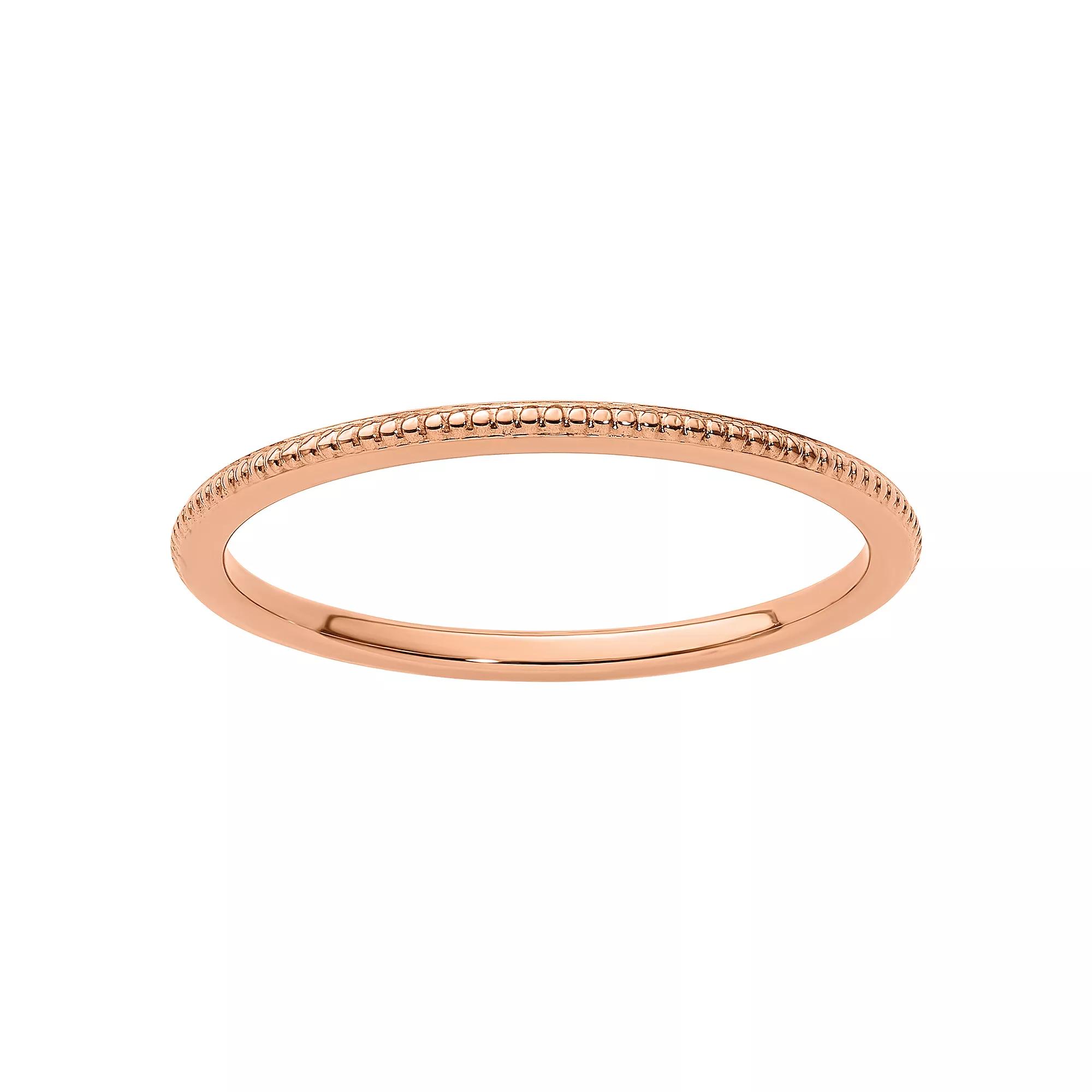 Stacks & Stones 10k Gold 1.2 mm Bead Textured Stackable Band, Women's, Size: 8.50, 10k Rose Gold Product Image