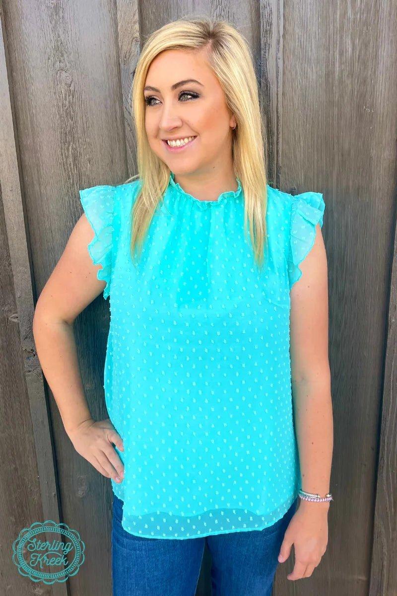 Swiss Dot Turquoise Babydoll Top* Product Image