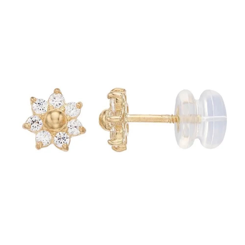 Forever 14k Gold Cubic Zirconia Flower Stud Earrings, Women's Product Image