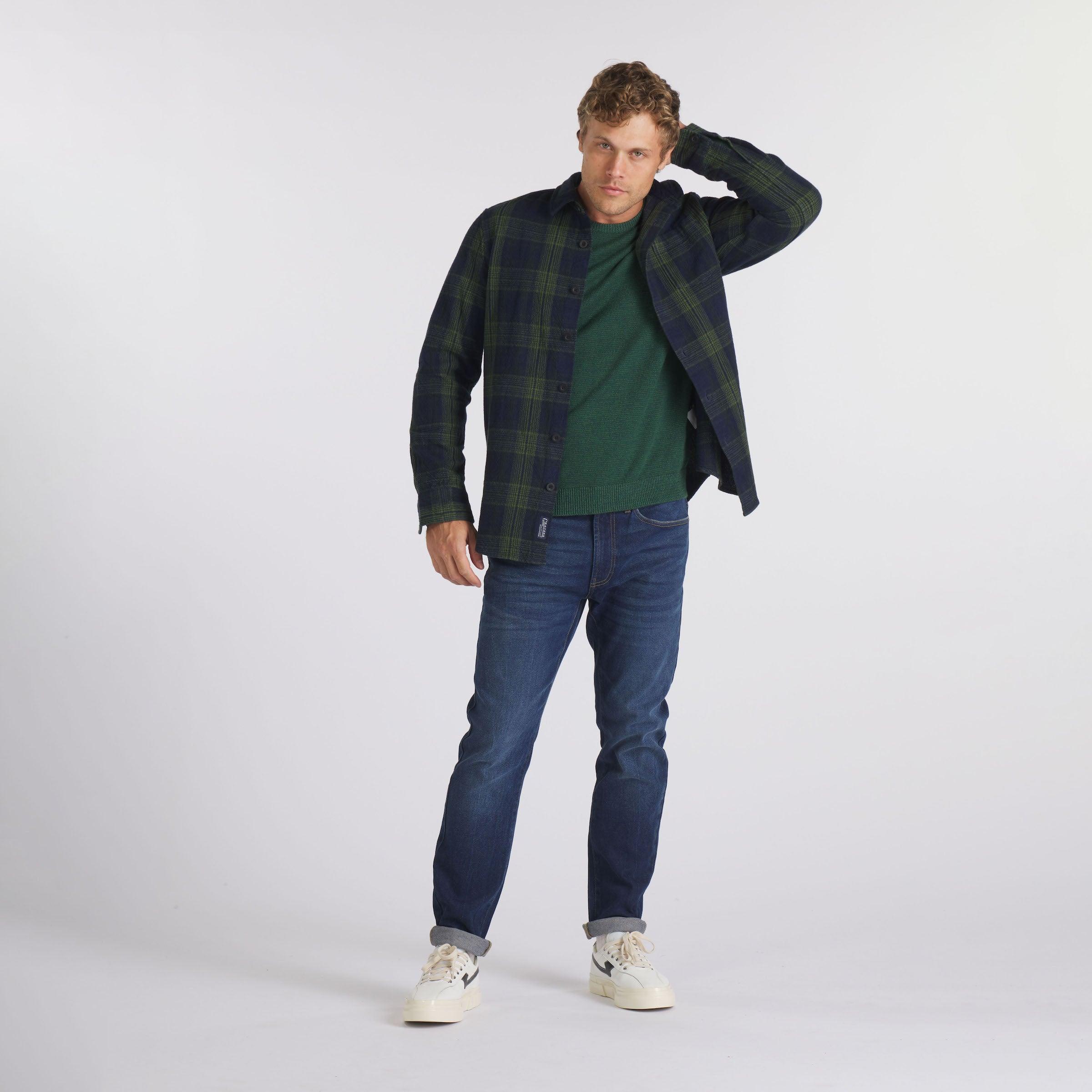 Heavy Casement Flannel Shirt - Navy Green (Final Sale)* Product Image