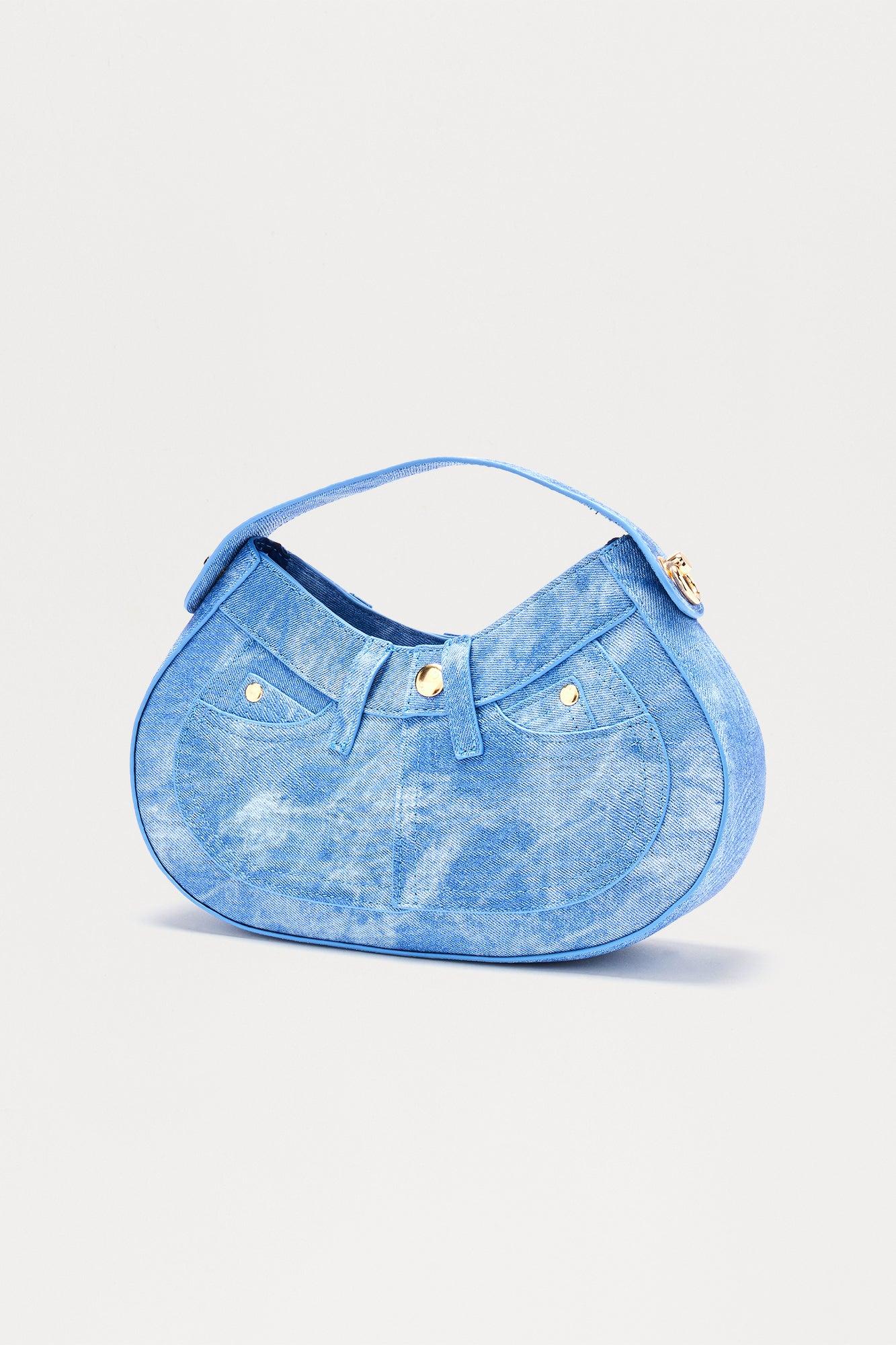 Jeans On Faux Leather Shoulder Bag - Denim Female Product Image