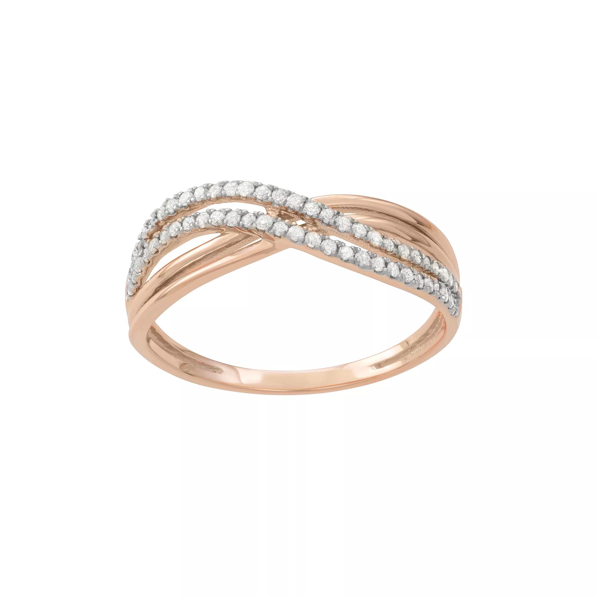 HDI Rose Gold 1/5 Carat T.W. Diamond Twist Wedding Band, Women's, Size: 8, Pink Product Image