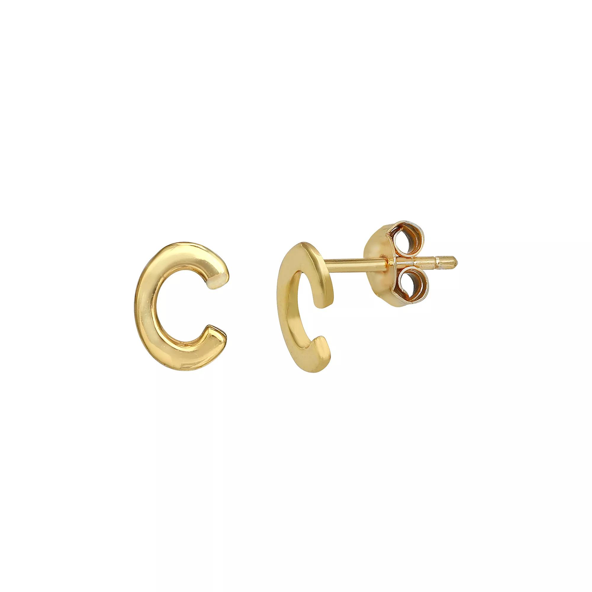 PRIMROSE Sterling Silver Initial Stud Earrings, Women's, Gold Tone C Product Image