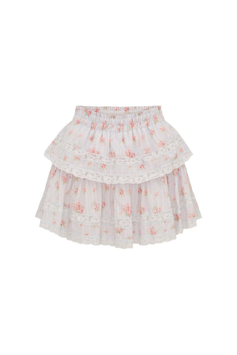 Ruffle Mini Blue Floral Skirt Product Image