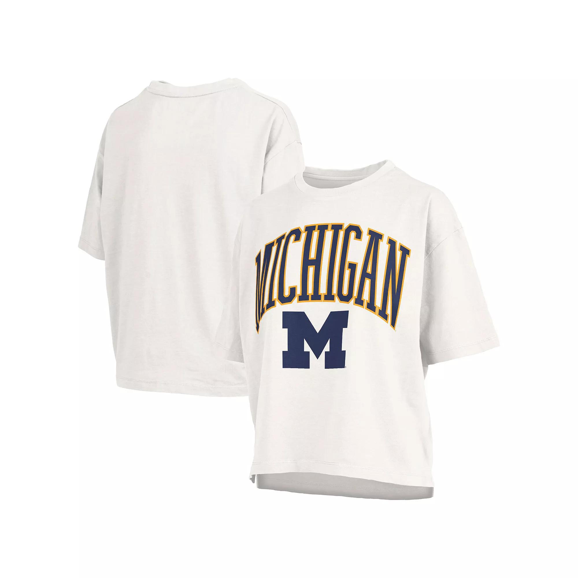Women's Pressbox White Michigan Wolverines Nelson Arch Over Logo Waist Length Over Product Image
