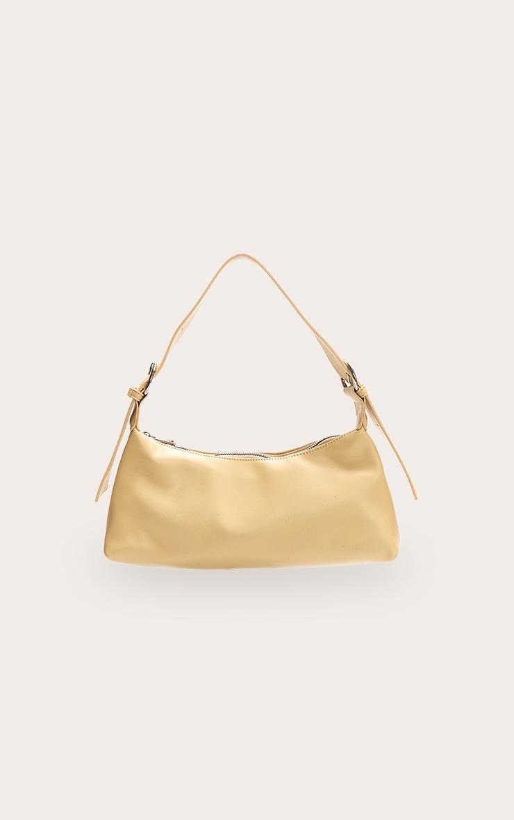 Butter Yellow Crinkle Pu Buckle Detail Shoulder Bag Product Image