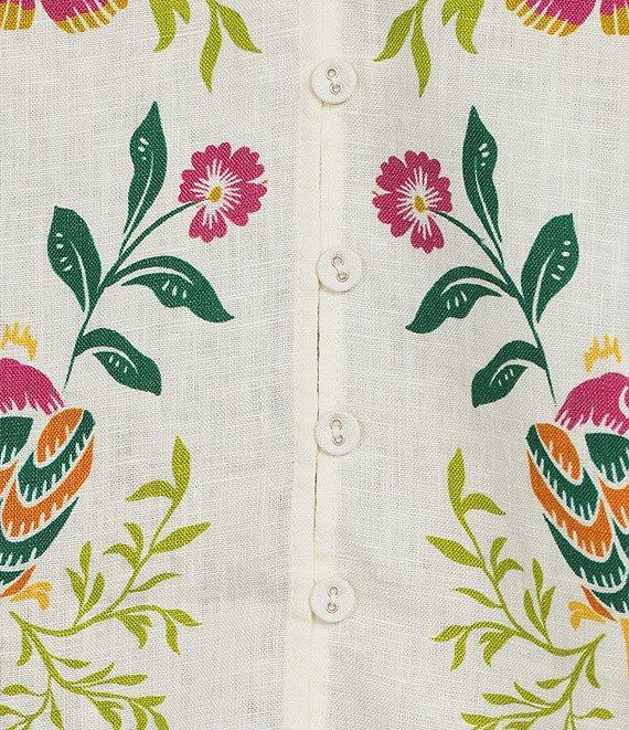 JOHNNY WAS Mixed Floral Printed Linen V-Neck Sleeveless Coordinaiting Tank Product Image