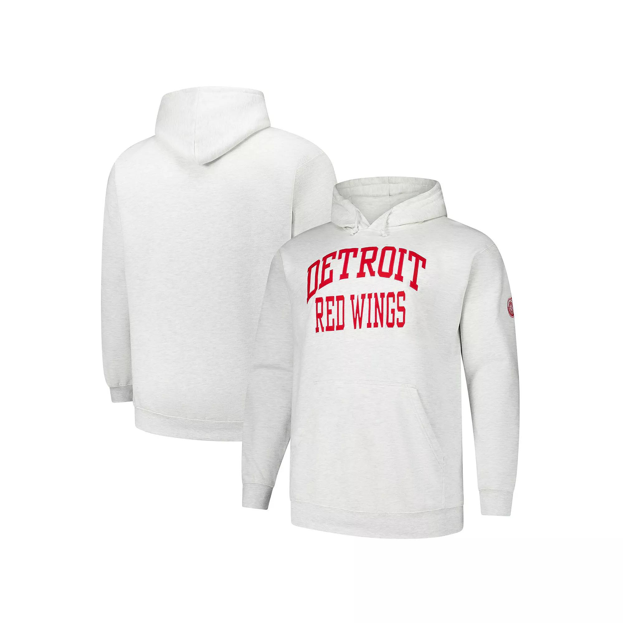 Men's Fanatics Heather Gray Detroit Red Wings Big & Tall Fleece Pullover Hoodie, Size: 2XLT, Grey Product Image