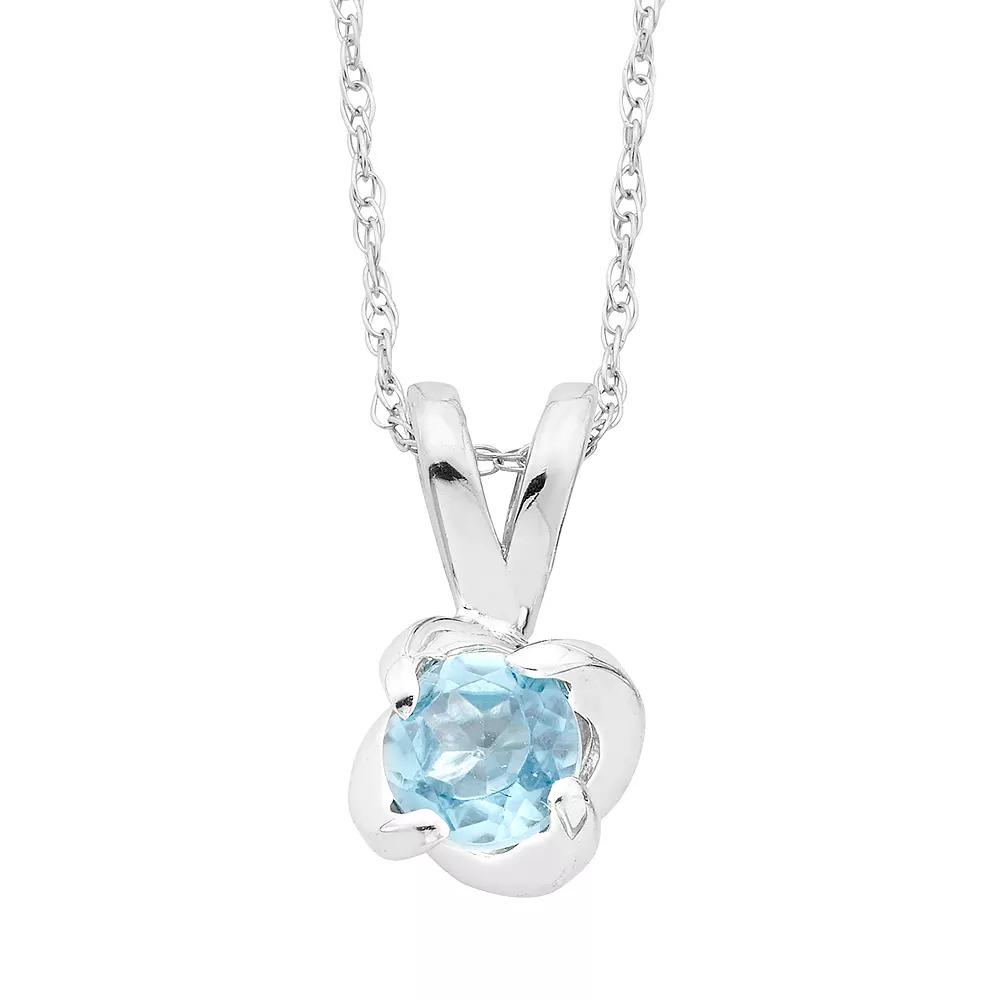 Boston Bay Diamonds Sterling Silver Birthstone Swirl Pendant Necklace, Womens Blue Topaz Product Image