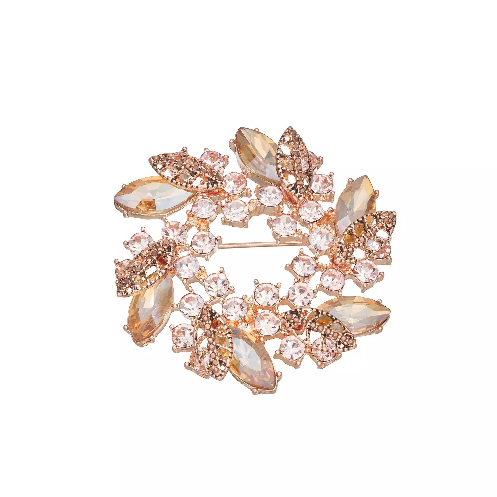 Napier Rose Gold Tone Wreath Pin, Women's, Brown Product Image