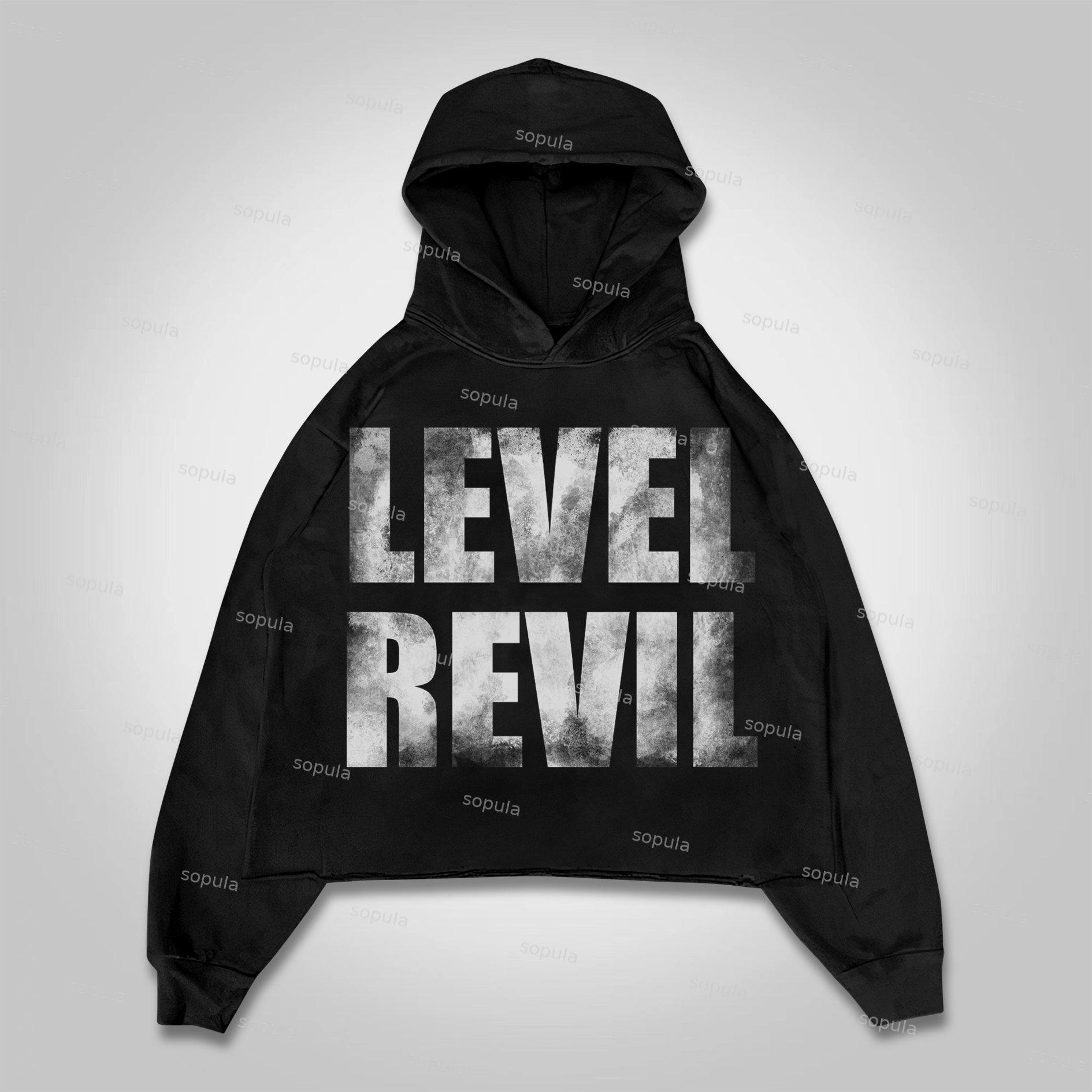 Sopula Level Revil Vintage Slogan Graphics Crop Hoodie Product Image