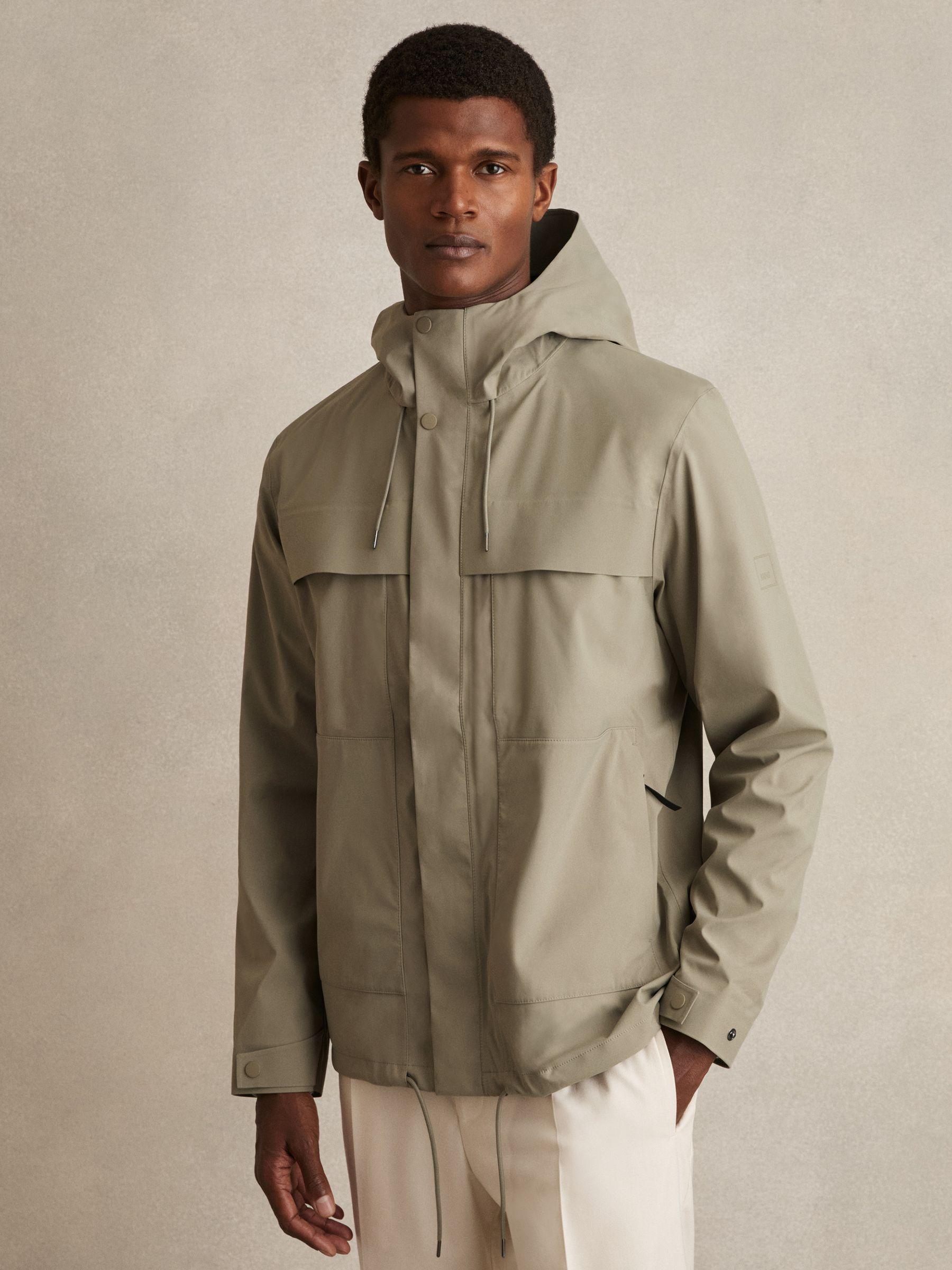 Rains Hardshell Cargo Jacket in Drift Green Product Image