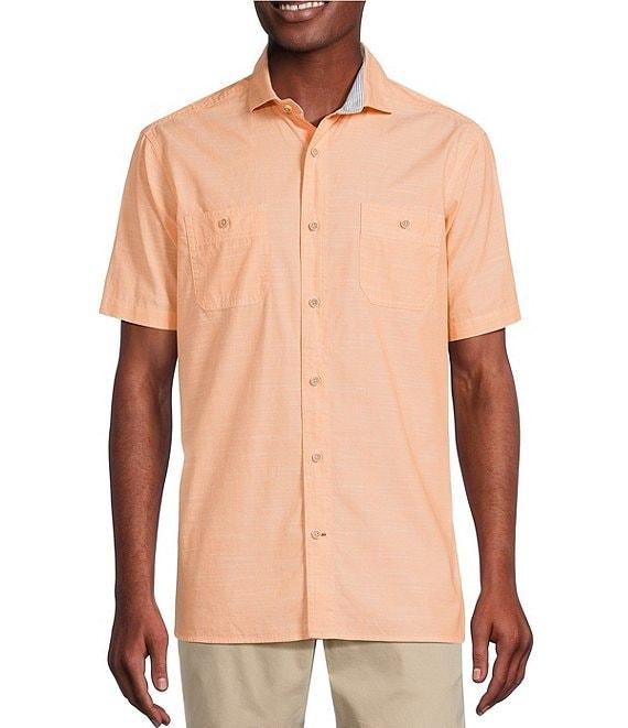 Cremieux Blue Label Solid Cotton Slub Short Sleeve Woven Shirt Product Image