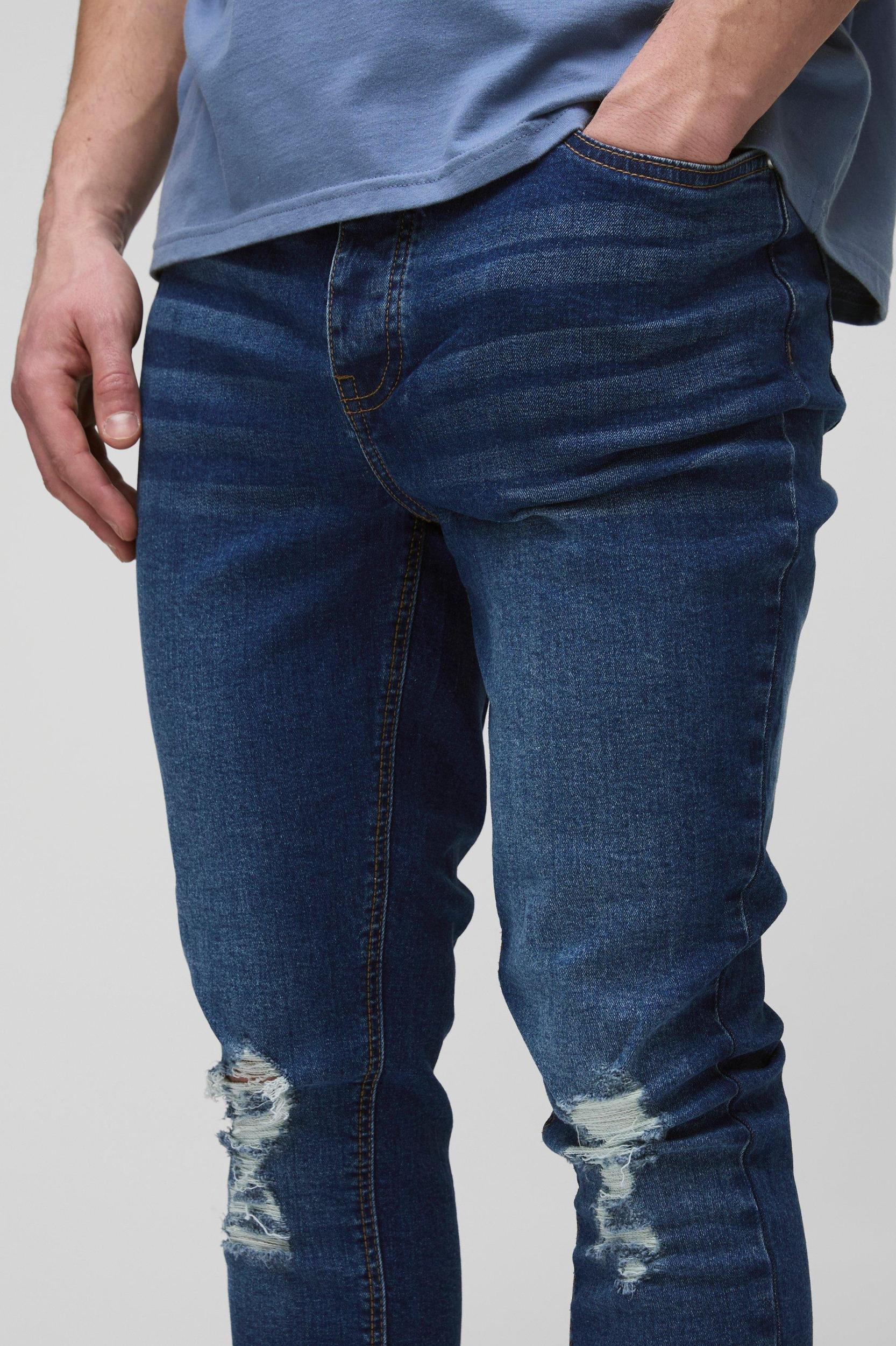 Tall Skinny Ripped Stretch Jeans | boohooMAN USA Product Image