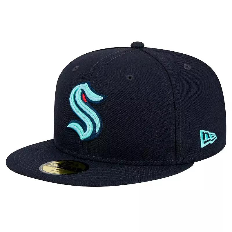Men's New Era Deep Sea Blue Seattle Kraken Core 59FIFTY Fitted Hat,  Product Image