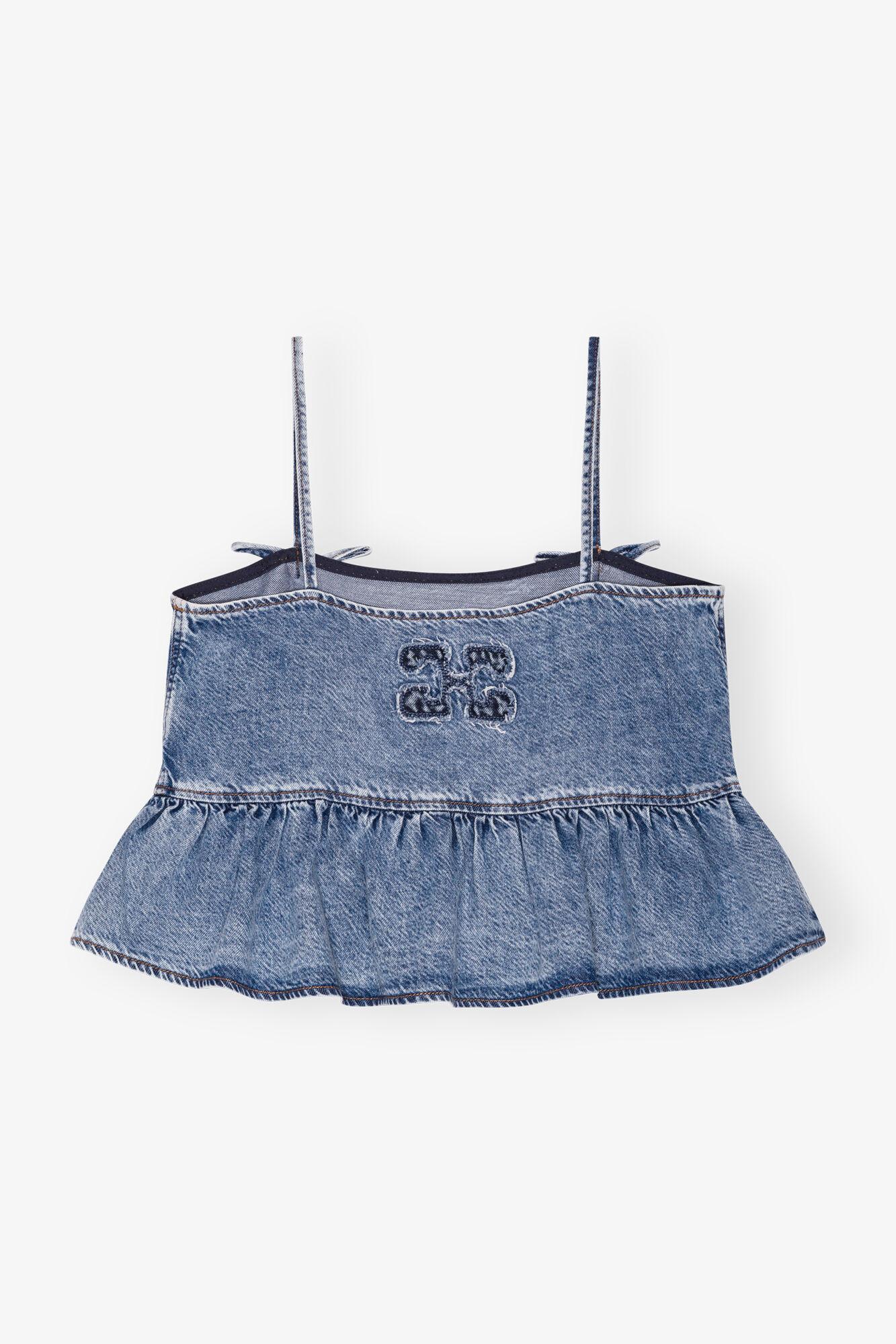 Blue Denim Strap Top Product Image