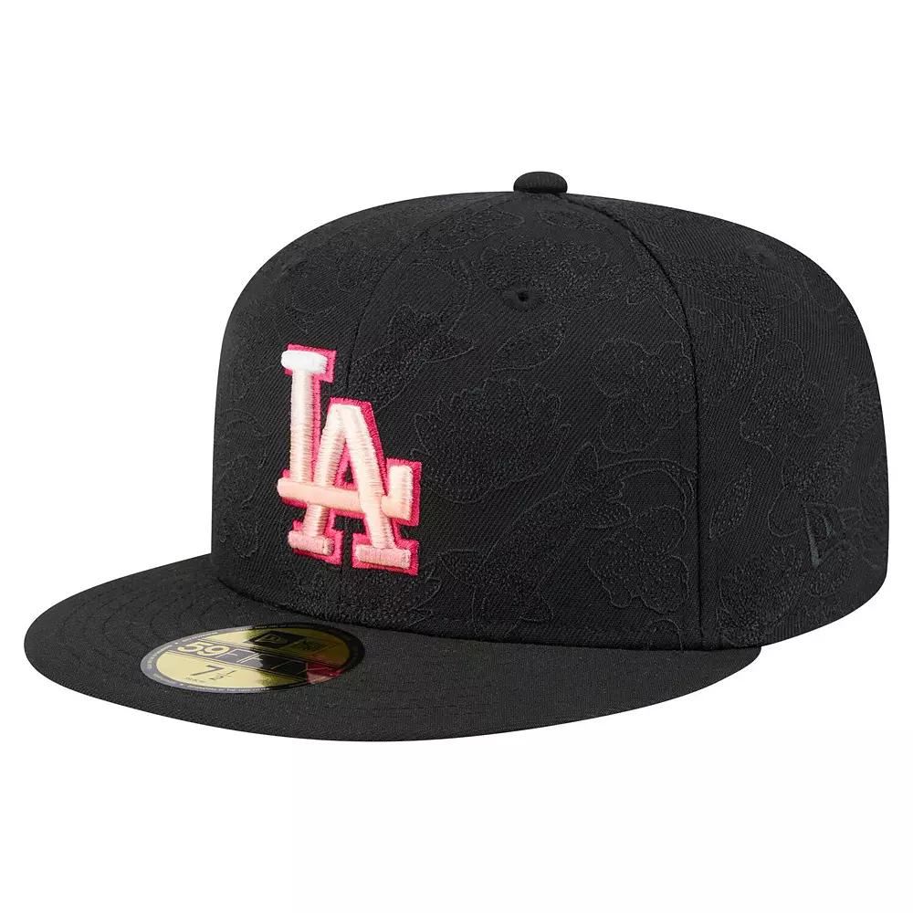Men's New Era Black Los Angeles Dodgers Tonal Koi 59FIFTY Fitted Hat, Size: 7 3/8 Product Image