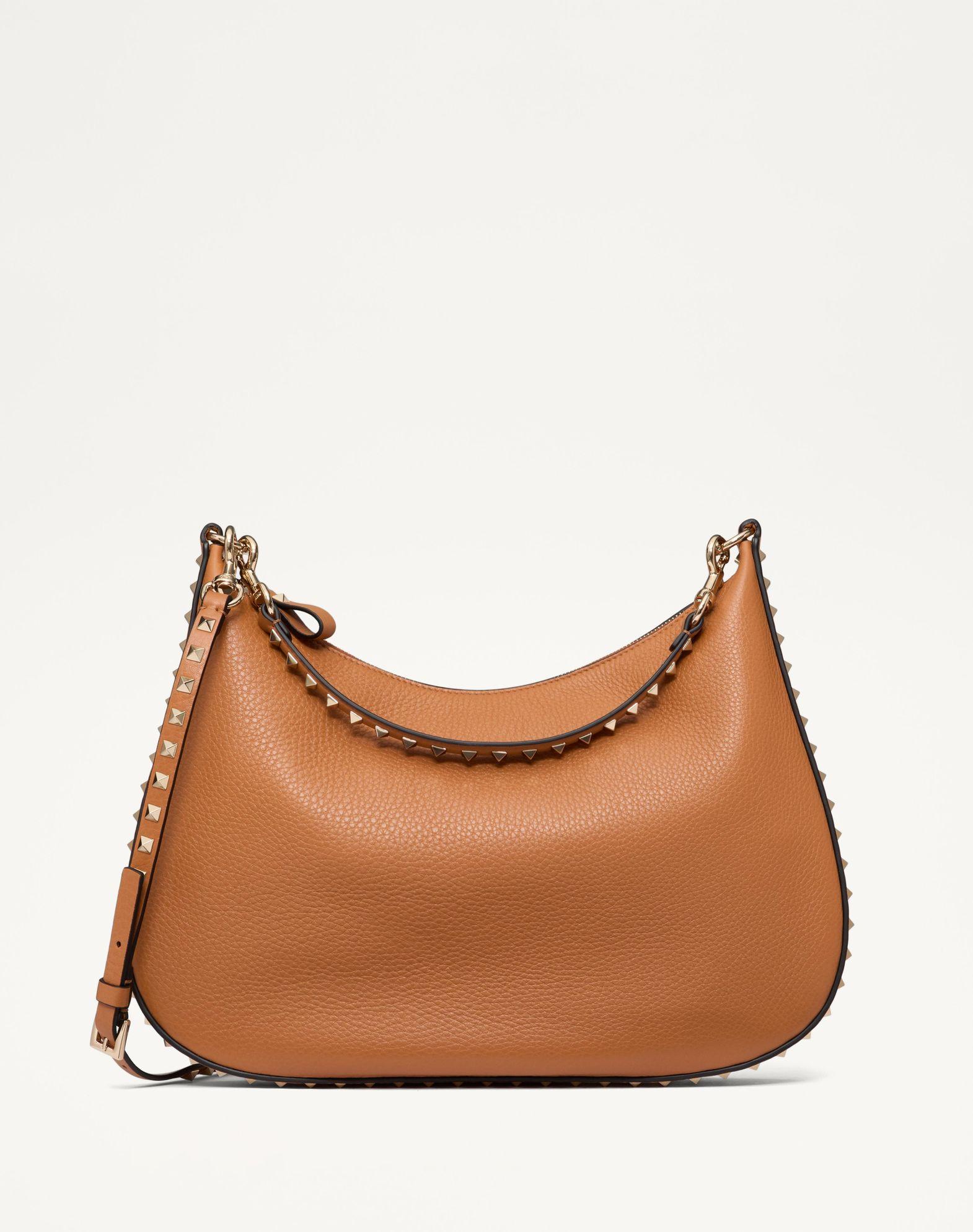Valentino Garavani Rockstud Hobo Bag In Grainy Calfskin Product Image