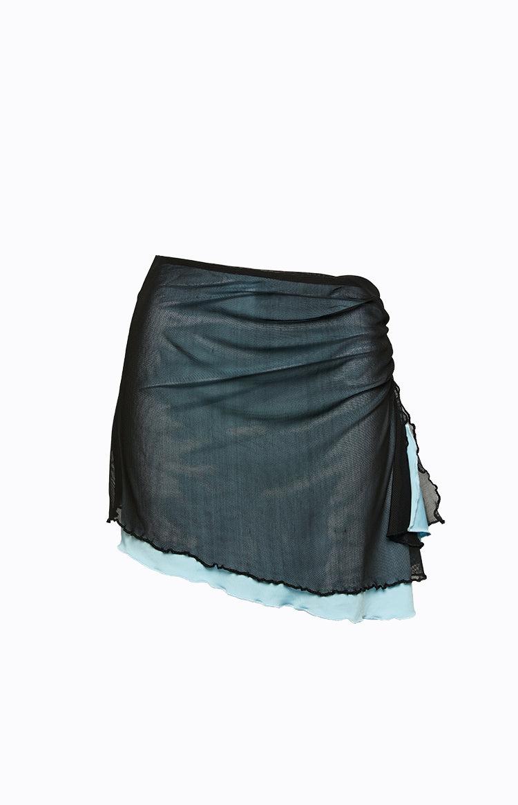 Taytum Blue Contrast Mesh Mini Skirt Product Image