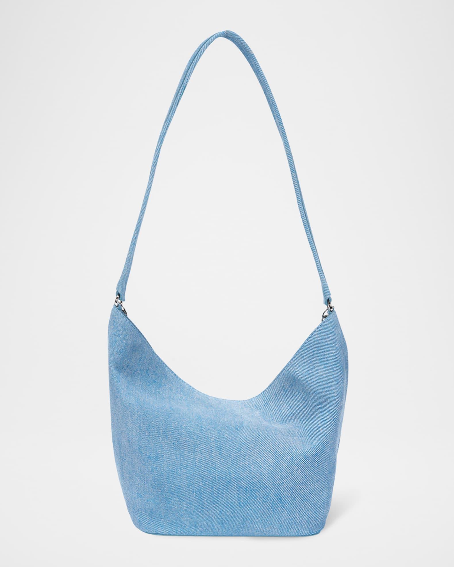 Ball Chain Denim-Print Leather Bucket Bag Product Image