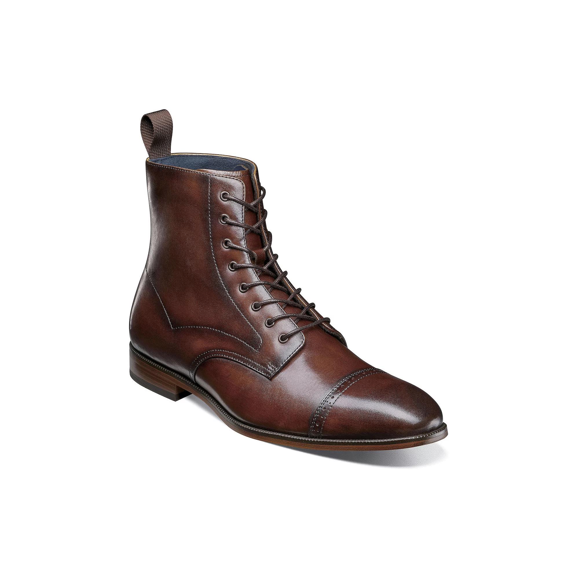 Stacy Adams Henry Mens Cap Toe Lace-Up Leather Boots Product Image