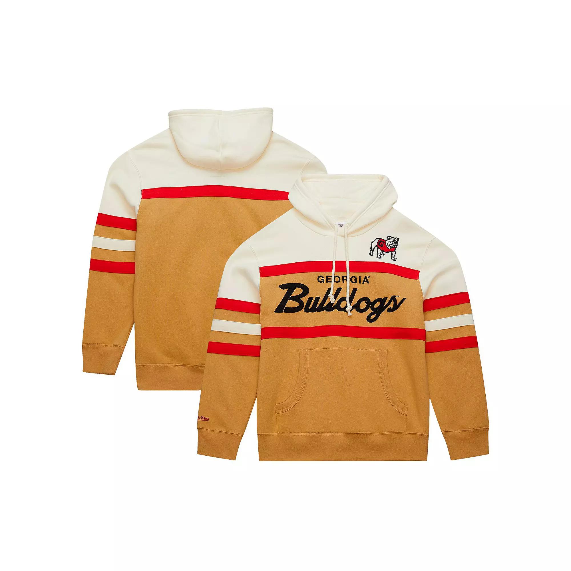 Men's Mitchell & Ness Cream Georgia Bulldogs Big & Tall Head Coach Pullover Hoodie, Size: 3XB, Beige Product Image
