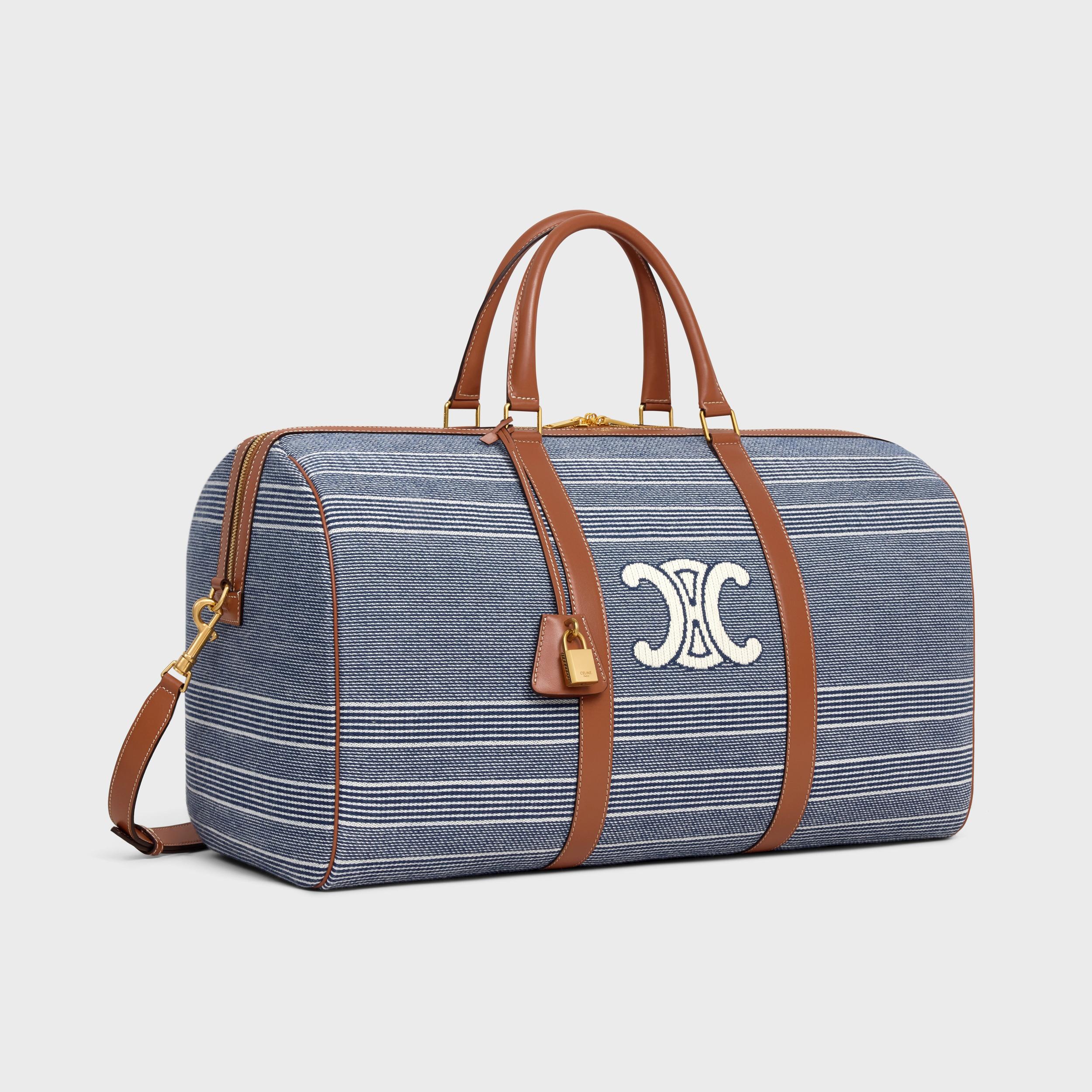 LARGE TRAVEL BAG IN JACQUARD TEXTILE AND CALFSKIN Product Image