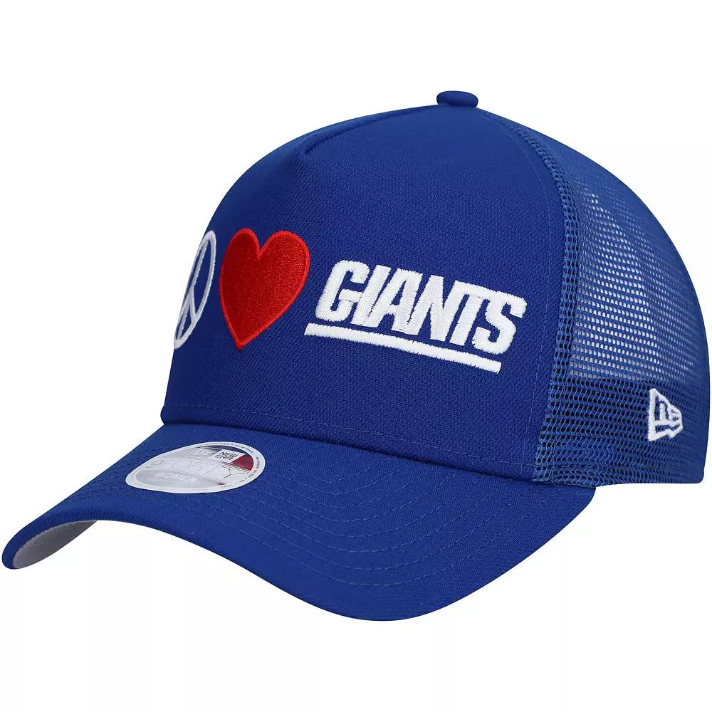 Women's New Era Royal New York Giants Peace & Love Trucker 9FORTY Adjustable Hat, Blue Product Image