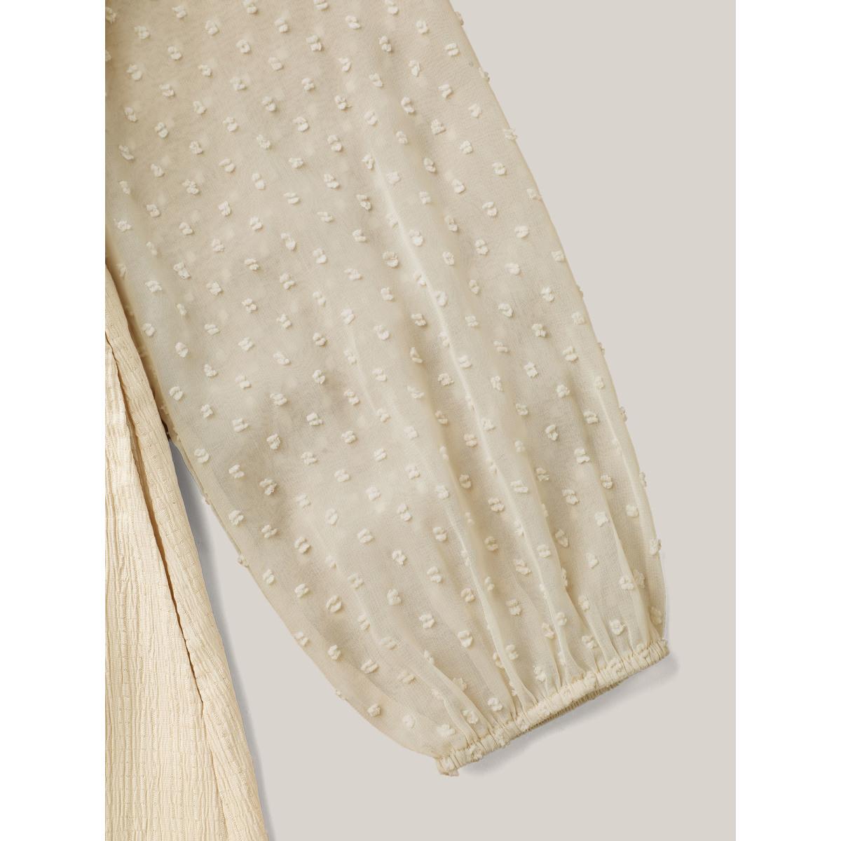 Plus Size Textured Stretchy-Waist Tiered Midi Dress Beige Women Elegant Texture Round Neck Long Sleeve Curvy BloomChic 18-20/2X Product Image