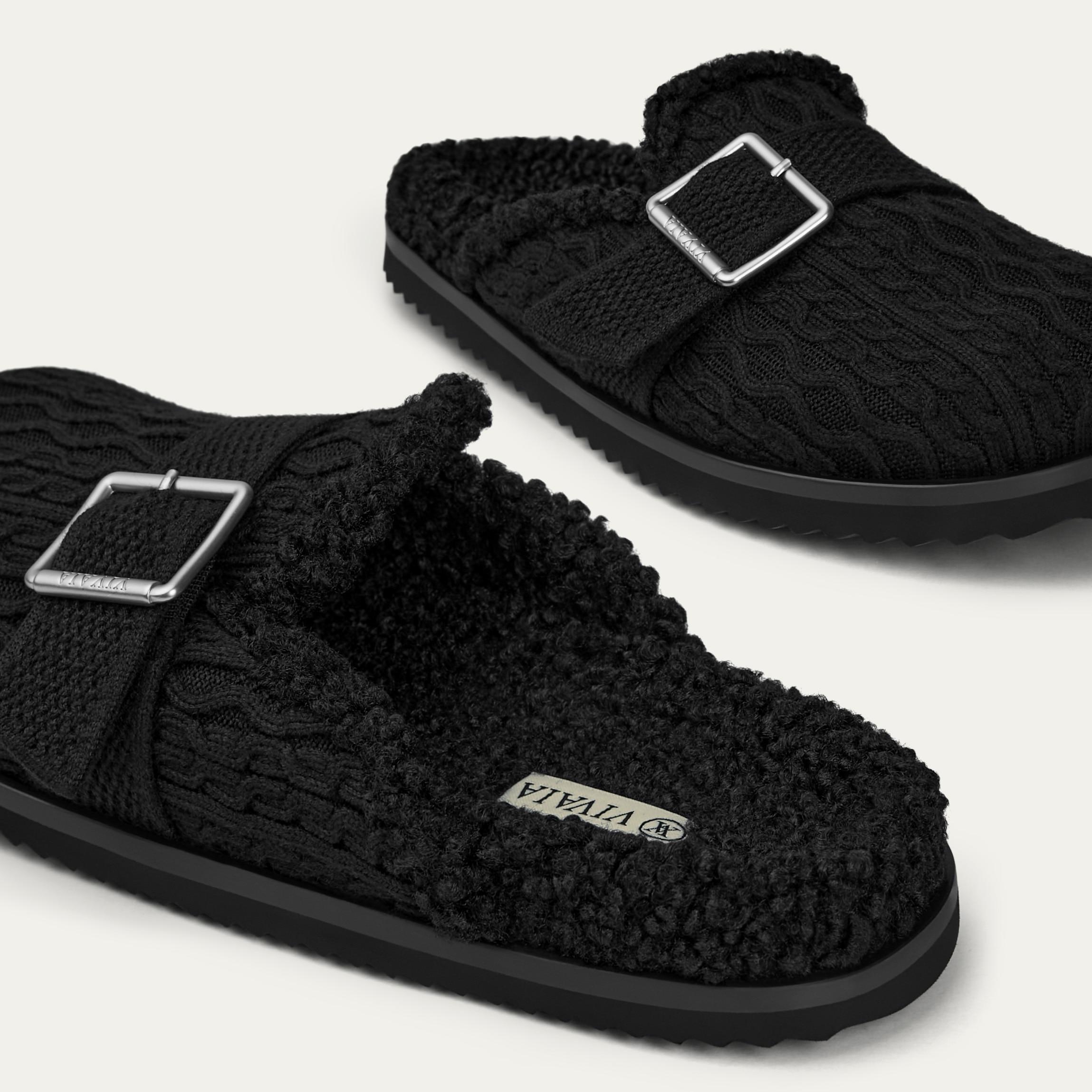 Round-Toe Wool Slippers (Hazel) Product Image