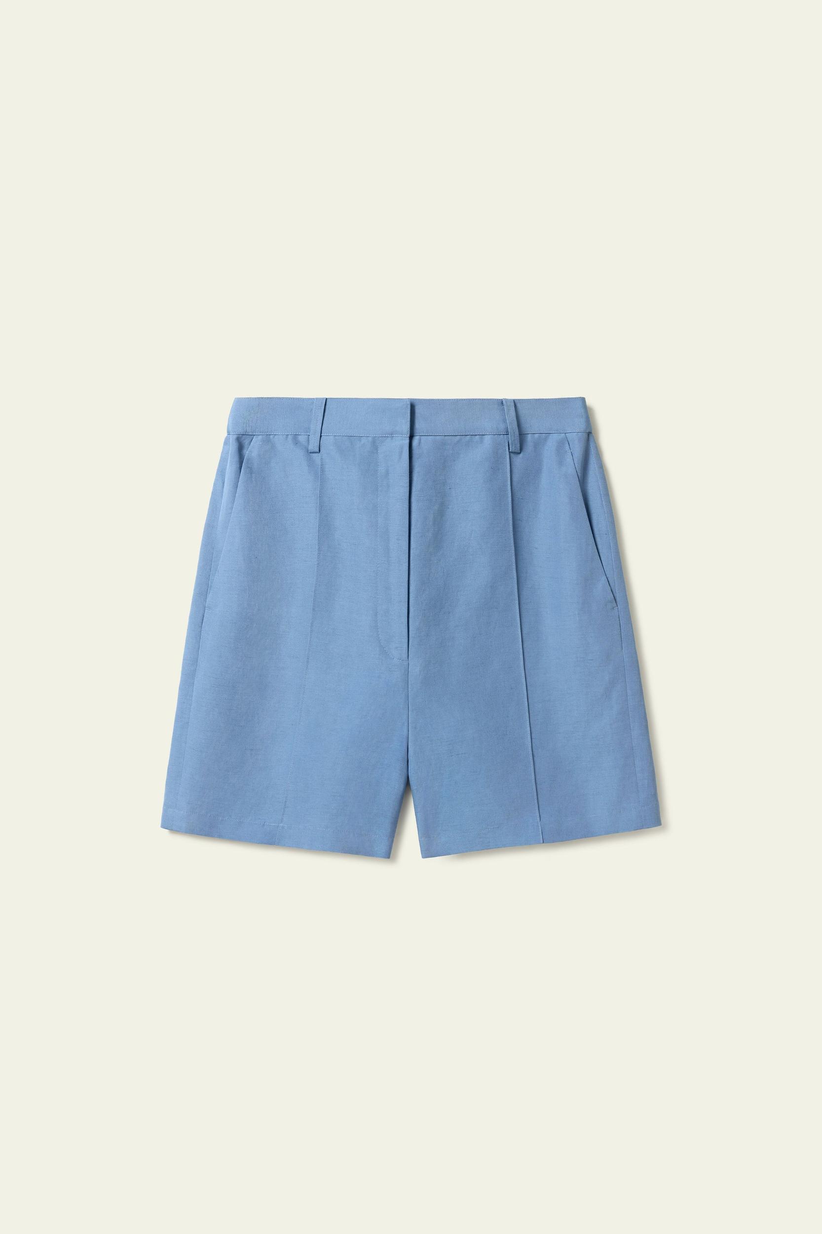 High-Rise Silk Linen Shorts Product Image