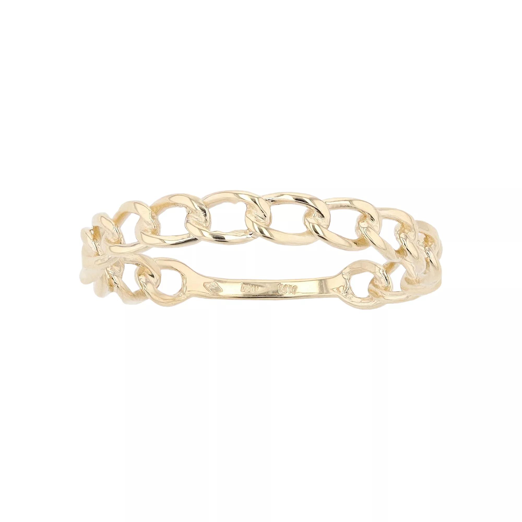 Au Naturale 14k Yellow Gold 3.2mm Curb Link Ring, Women's, Size: 6, 14k Gold Product Image