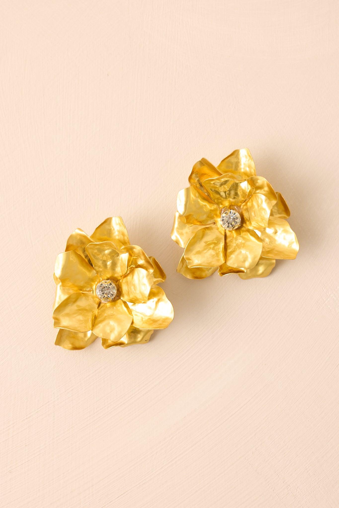 Everlasting Bliss Gold Floral Statement Earrings Product Image