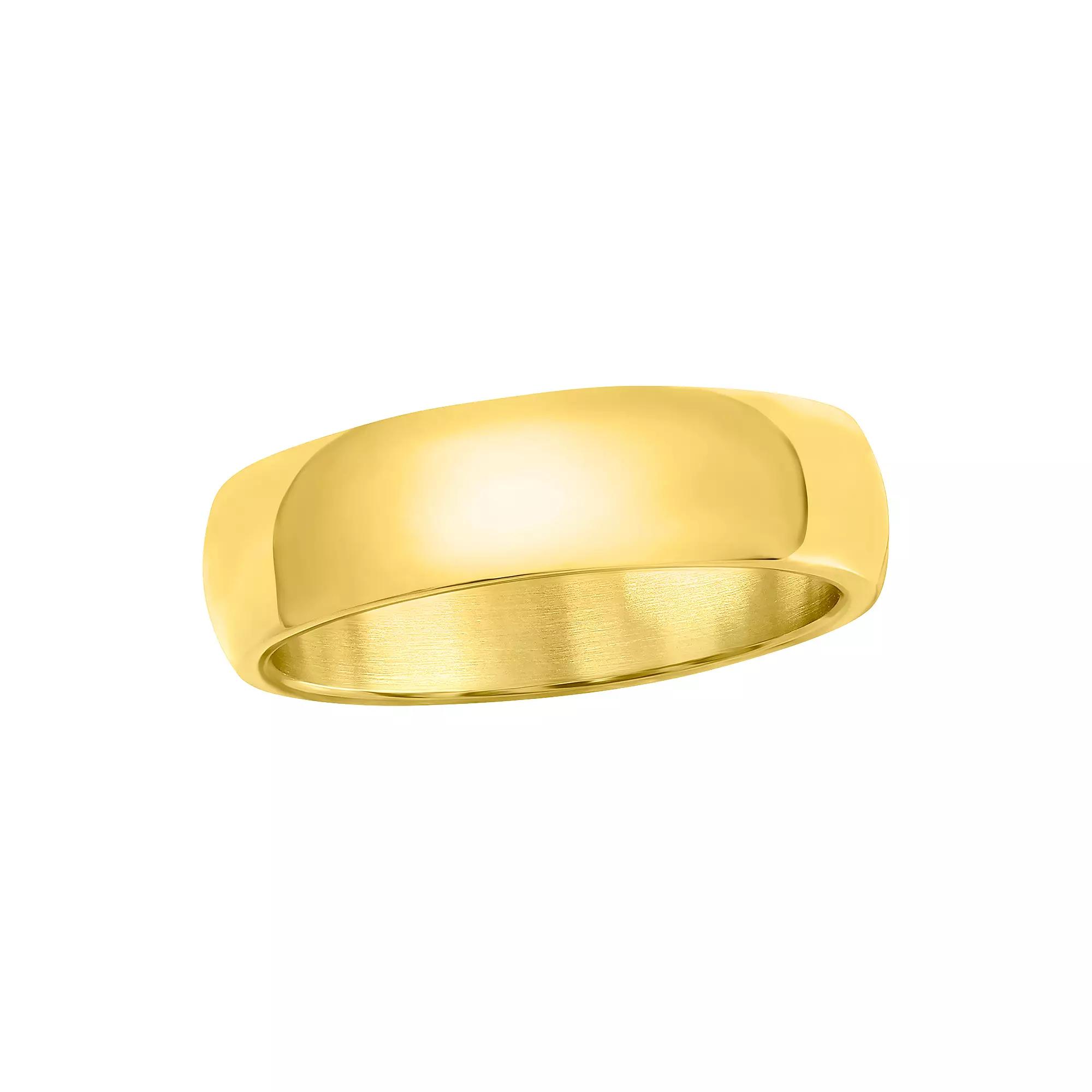 Men's Metallo Steel Gold-Plated 6mm Polished Ring, Size: 10, Stainless Product Image
