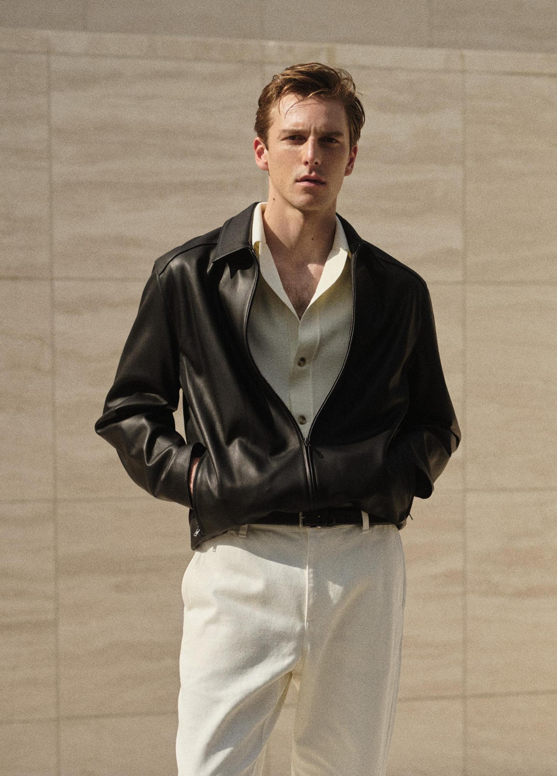 Leather Zip-Up Jacket Product Image