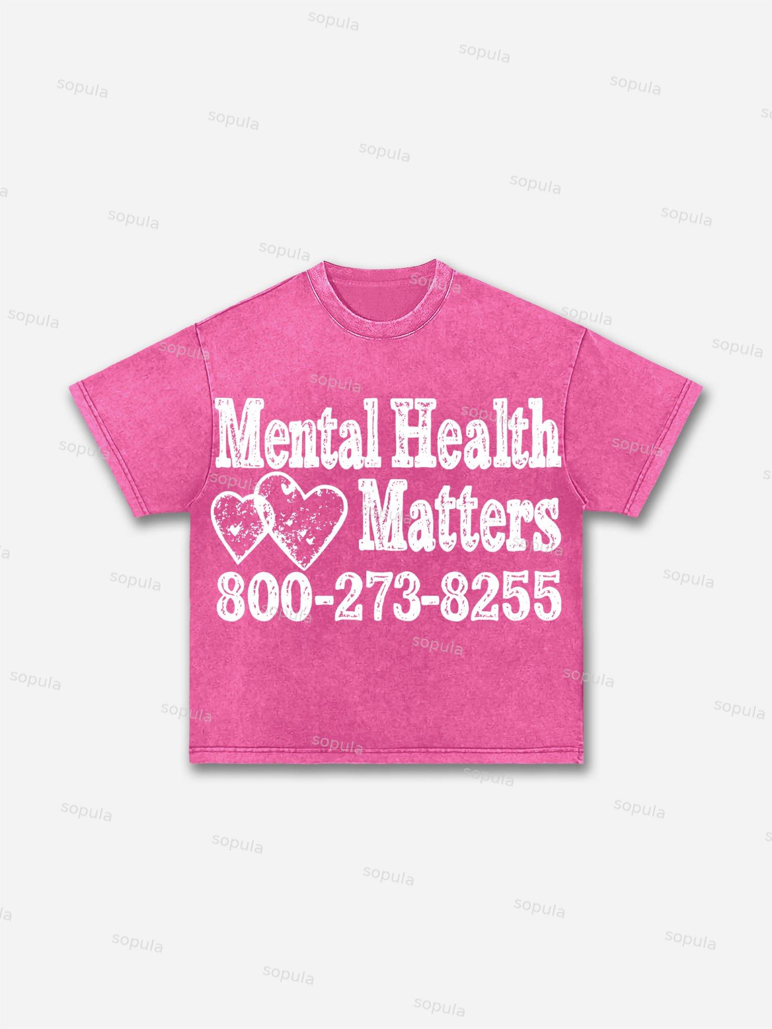 Mental Health Matters Graphic Print Acid Wash T-shirt Product Image