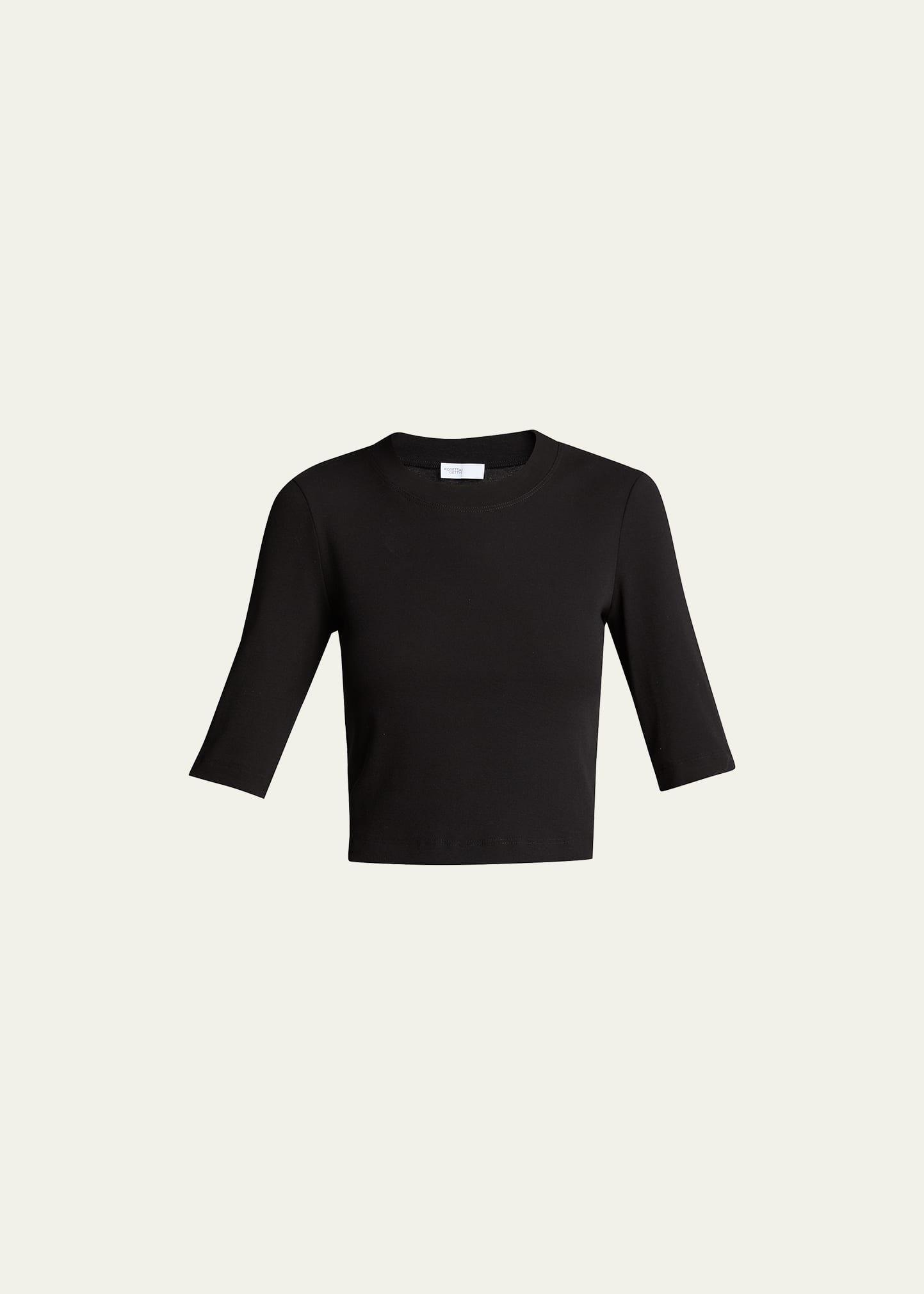 Cotton Cropped-Sleeve T-Shirt Product Image