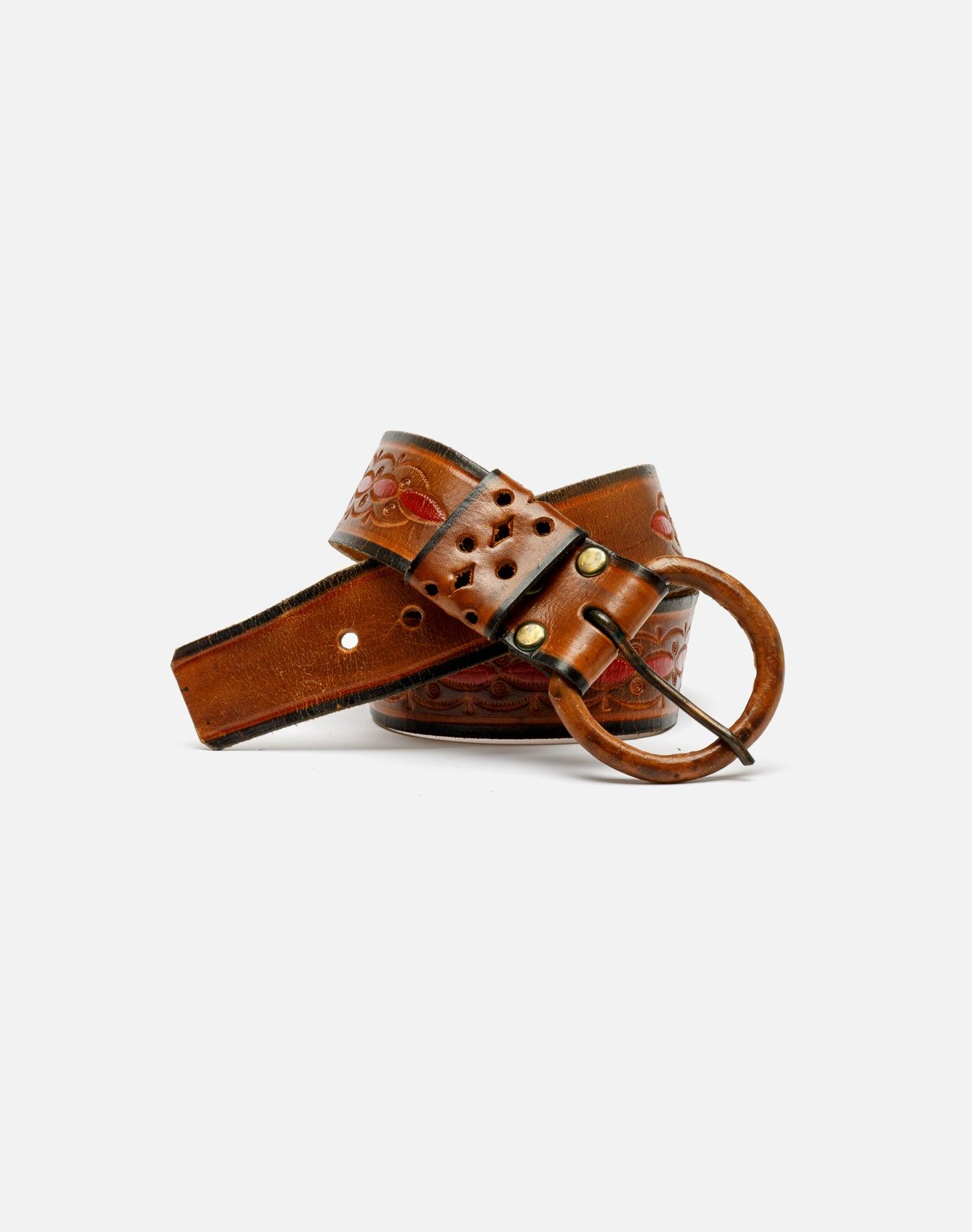 70s Embossed Leather Belt - #39 Product Image