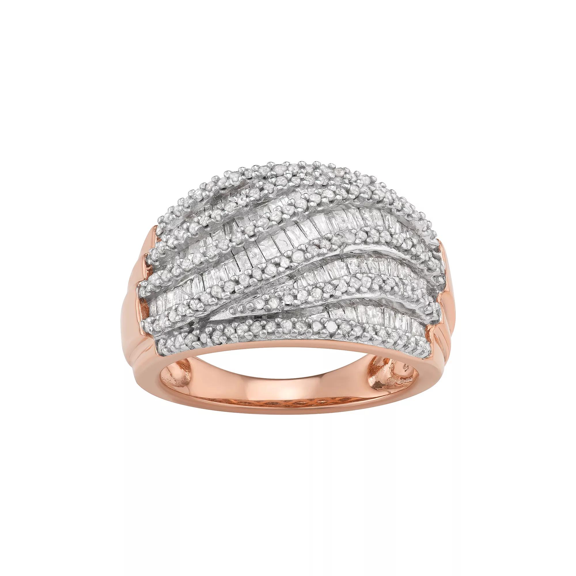 Sterling Silver 1 Carat T.W. Diamond Multi Row Ring, Womens Gold Tone Product Image