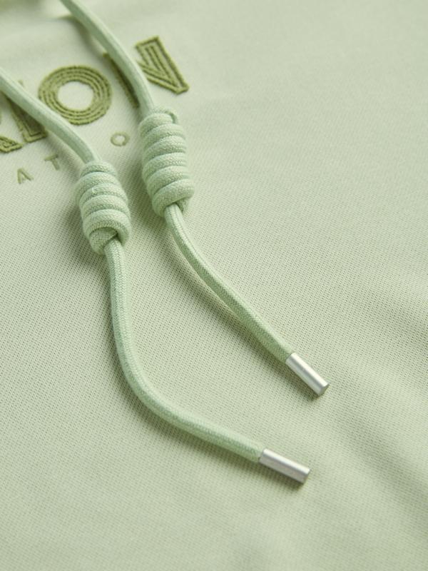 Letter Print Drawstring Eyelet Decor Pocket Oversized Hoodie Product Image