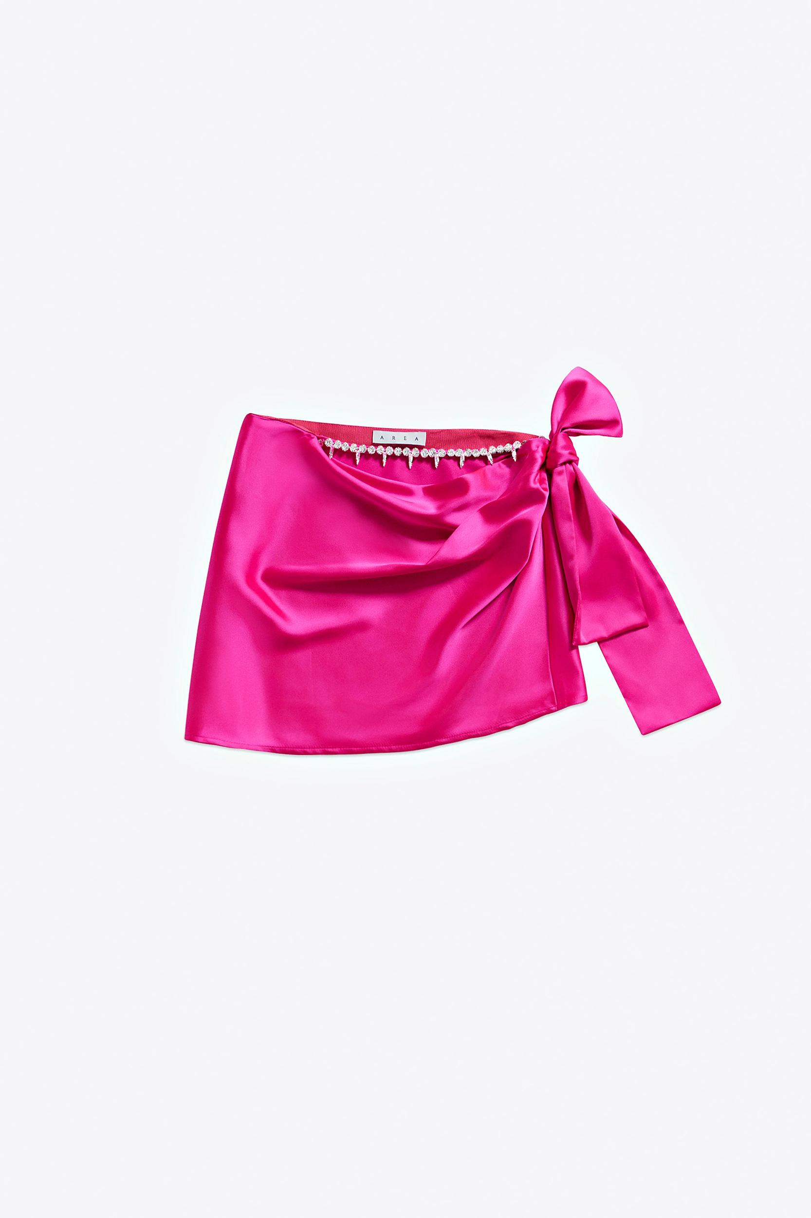 Crystal Embellished Satin Mini Skirt Product Image