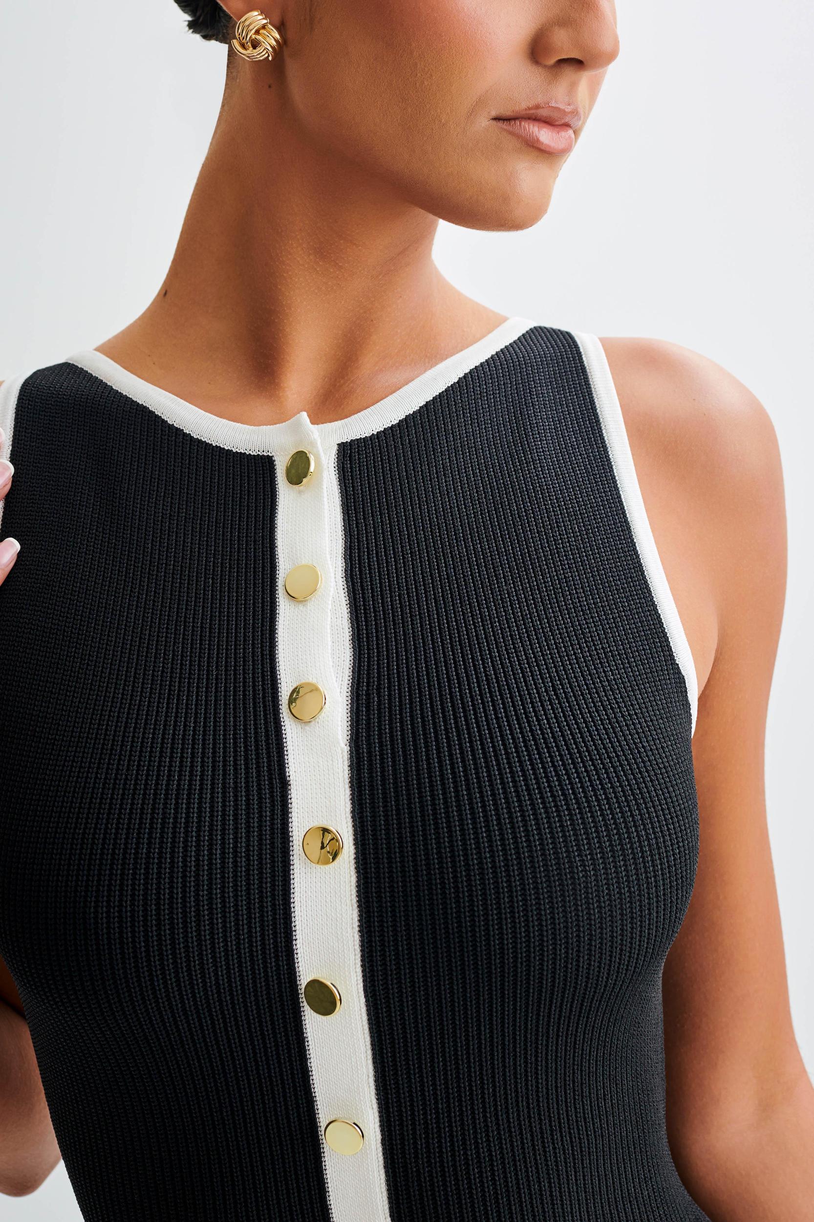 Sawyer Sleeveless Buttoned Maxi Dress - Black/White Product Image