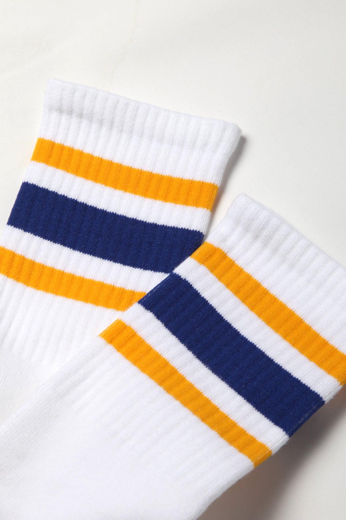 Socco - Striped Crew Socks - Blue/Yellow/White Product Image