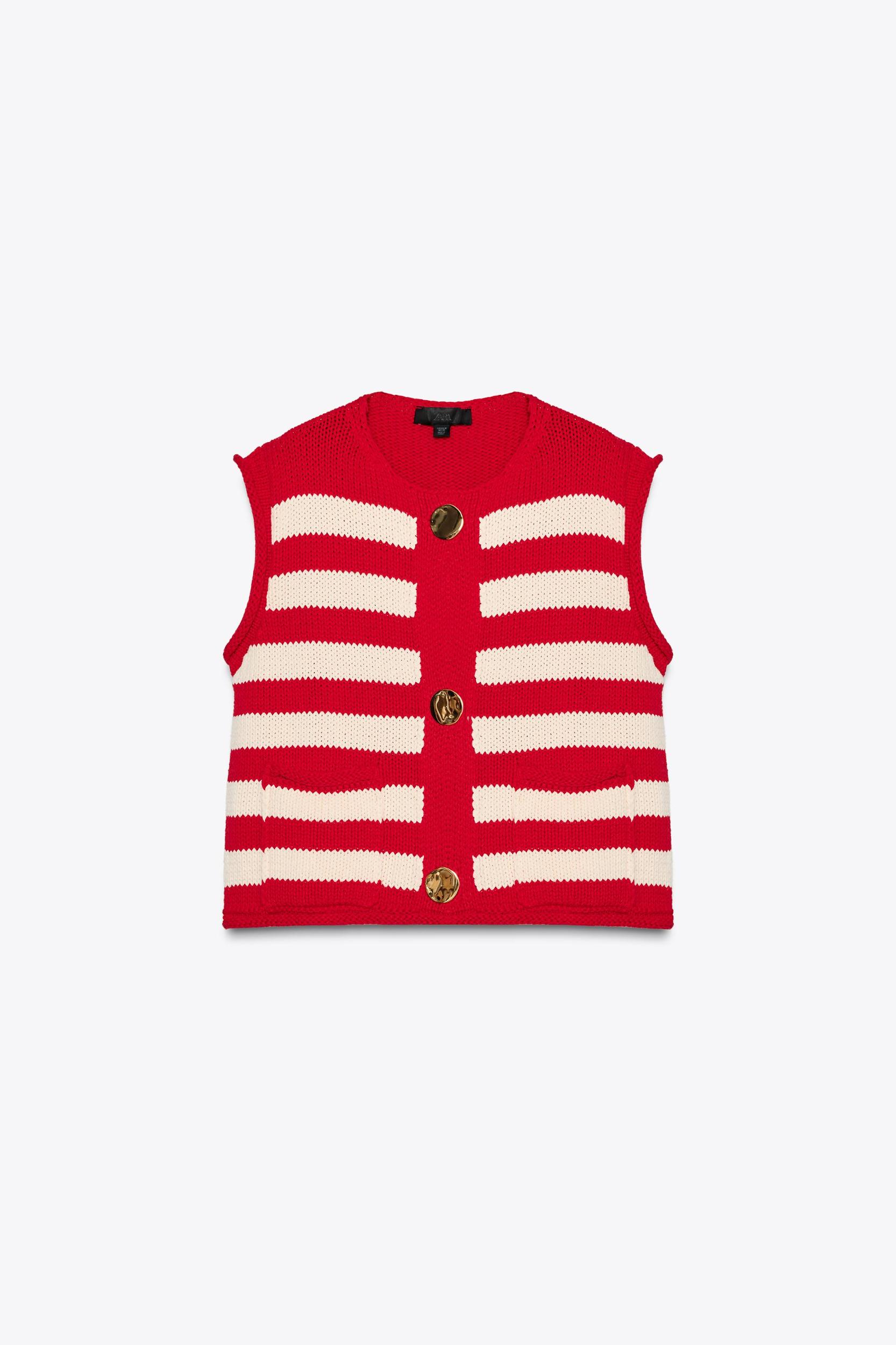 STRIPED KNIT VEST TOP Product Image